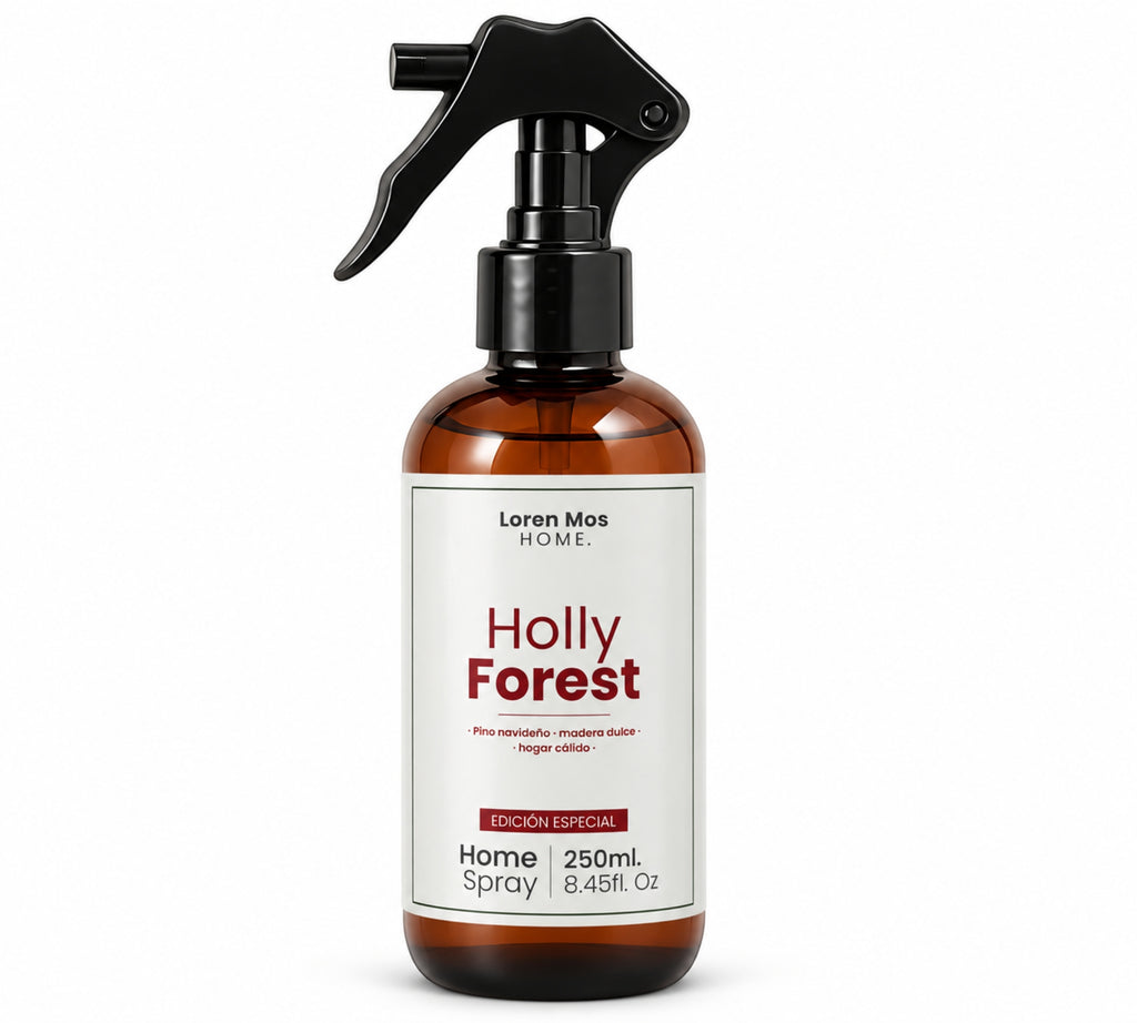 Loren Mos Home Holly Forest 250 ml, Aromatizante para Hogar en Spray, Aroma a Pino Navideño y Madera Dulce, Un Bosque Cálido en Casa, Edición Especial