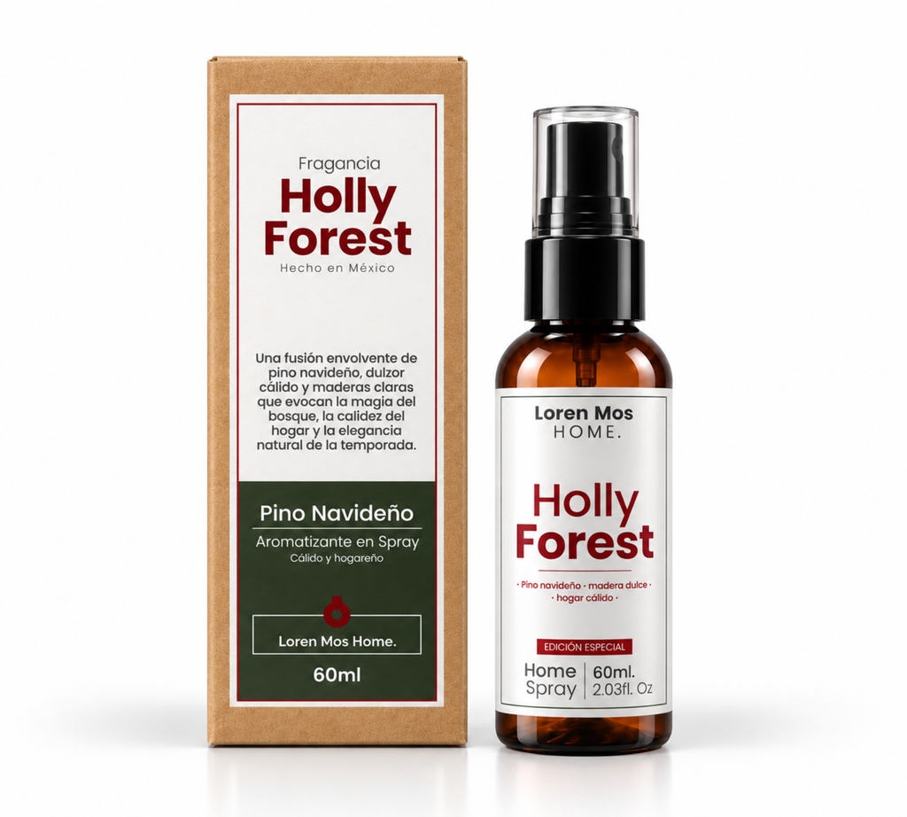Holly Forest 60 ml de Loren Mos Home, Fragancia para Hogar con Aroma a Bosque de Pinos, Notas Amaderadas y Sensación Cálida