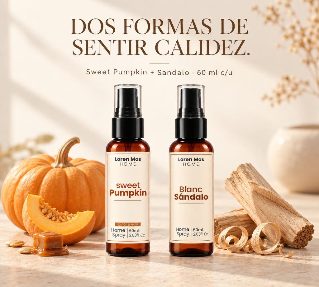 Kit Aromatizante Sweet Pumpkin + Sándalo 60ml Loren Mos Home