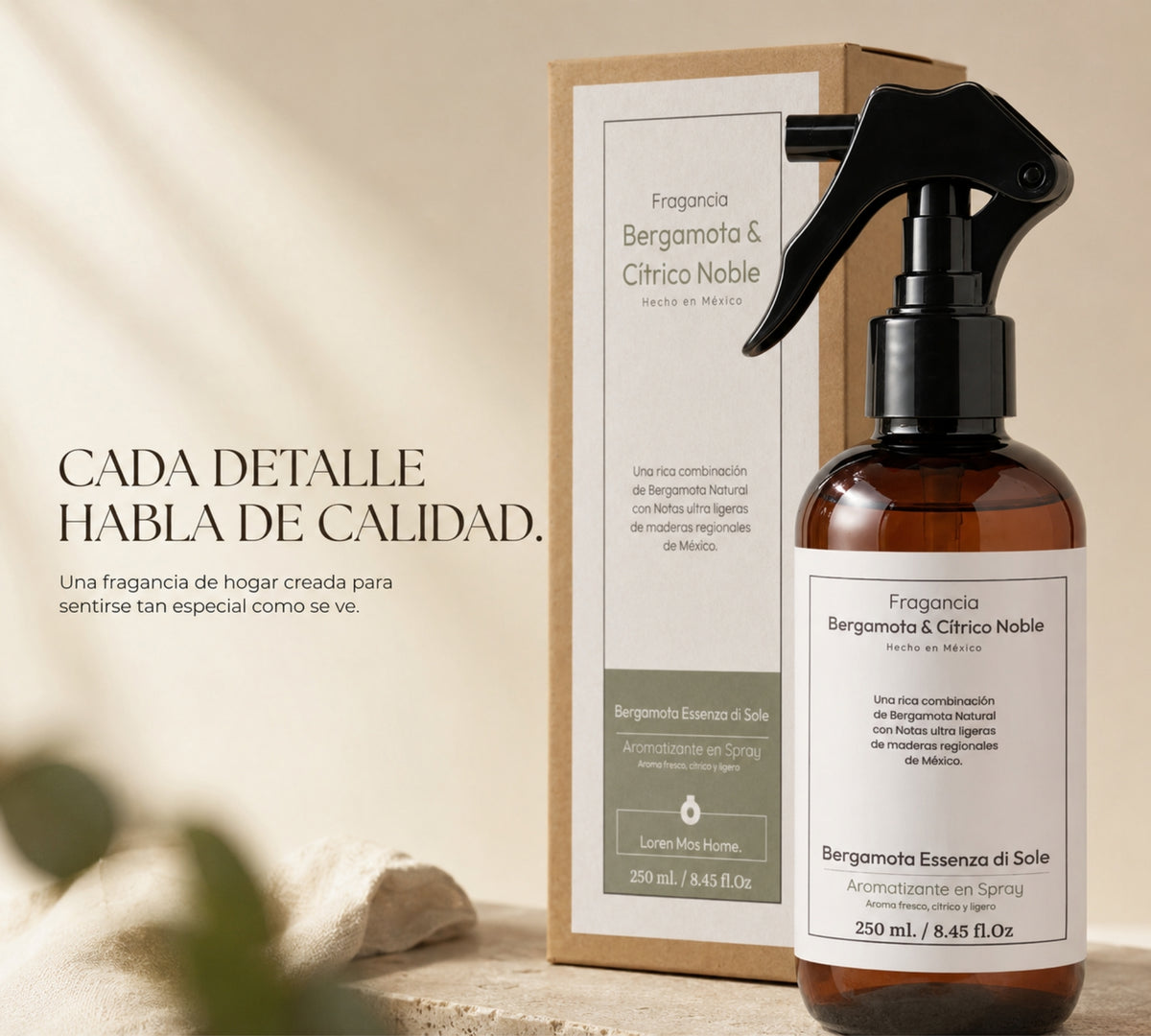 Aromatizante de Hogar en Spray: Bergamota Essenza di Sole 250ml.