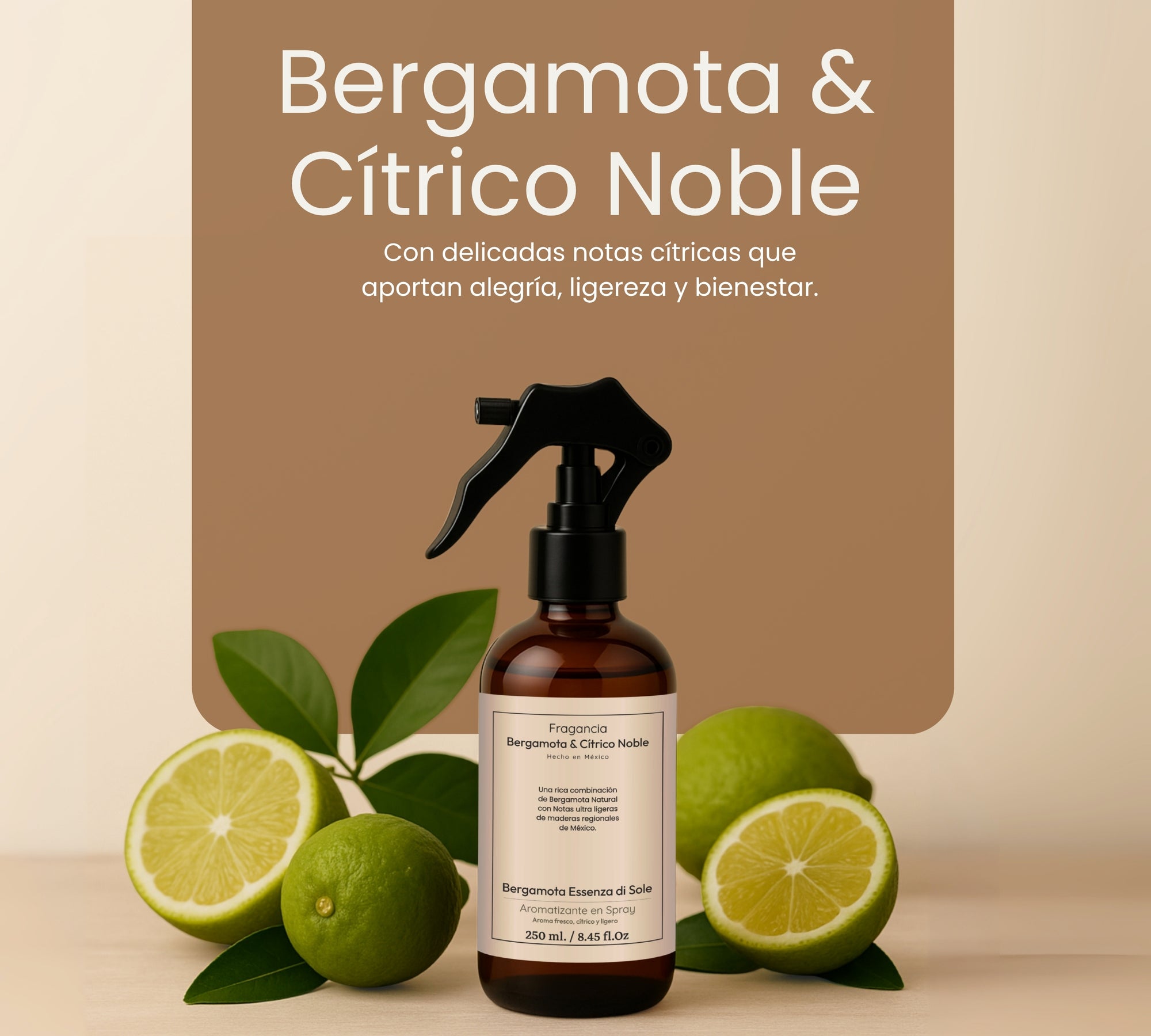 Aromatizante de Hogar en Spray: Bergamota Essenza di Sole 250ml.