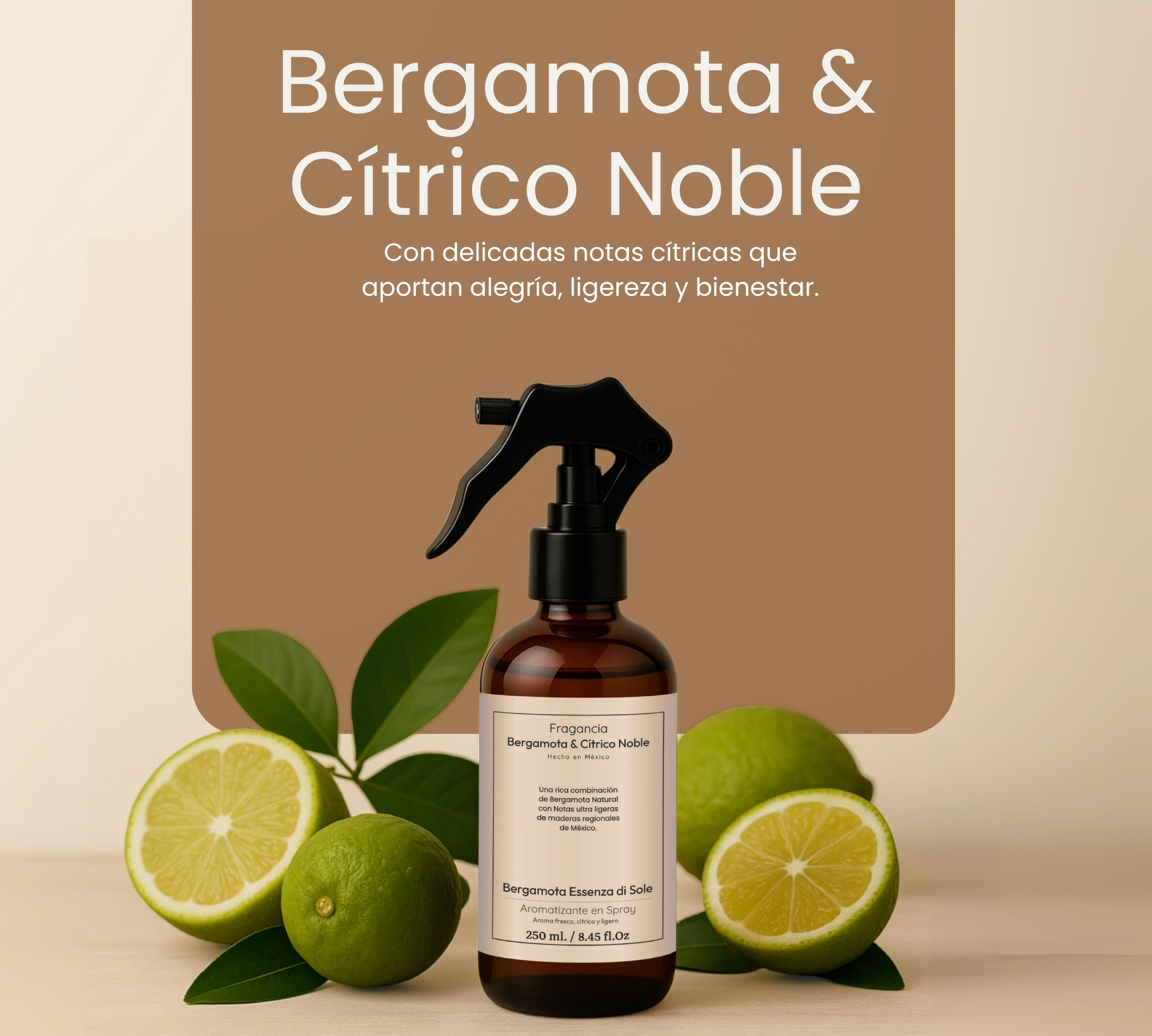 Aromatizante de Hogar en Spray: Bergamota Essenza di Sole 250ml.