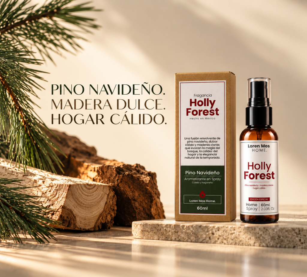 Holly Forest 60 ml de Loren Mos Home, Fragancia para Hogar con Aroma a Bosque de Pinos, Notas Amaderadas y Sensación Cálida