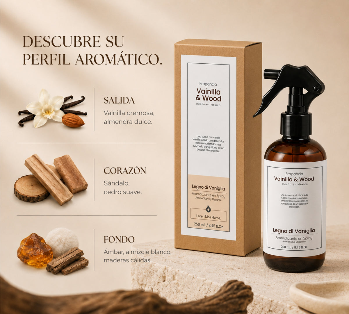 Aromatizante de Hogar en Spray: Vainilla & Wood