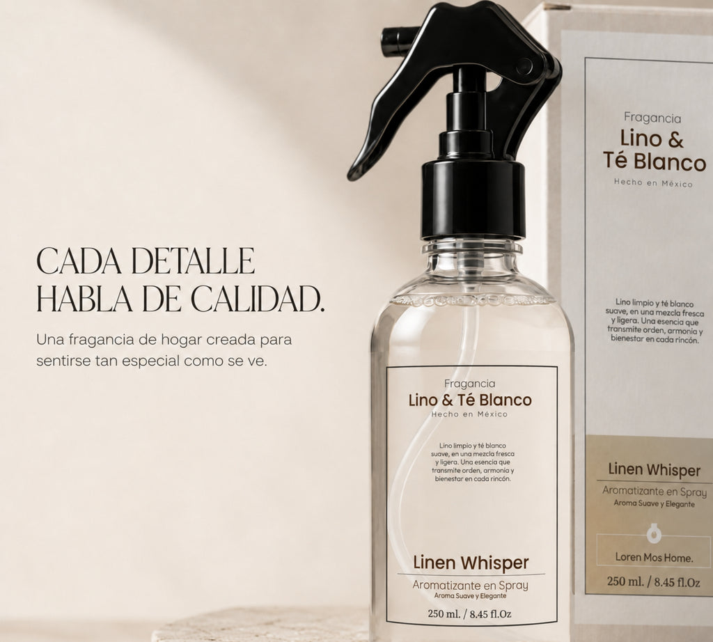 Aromatizante de Hogar en Spray: Lino & Té Blanco