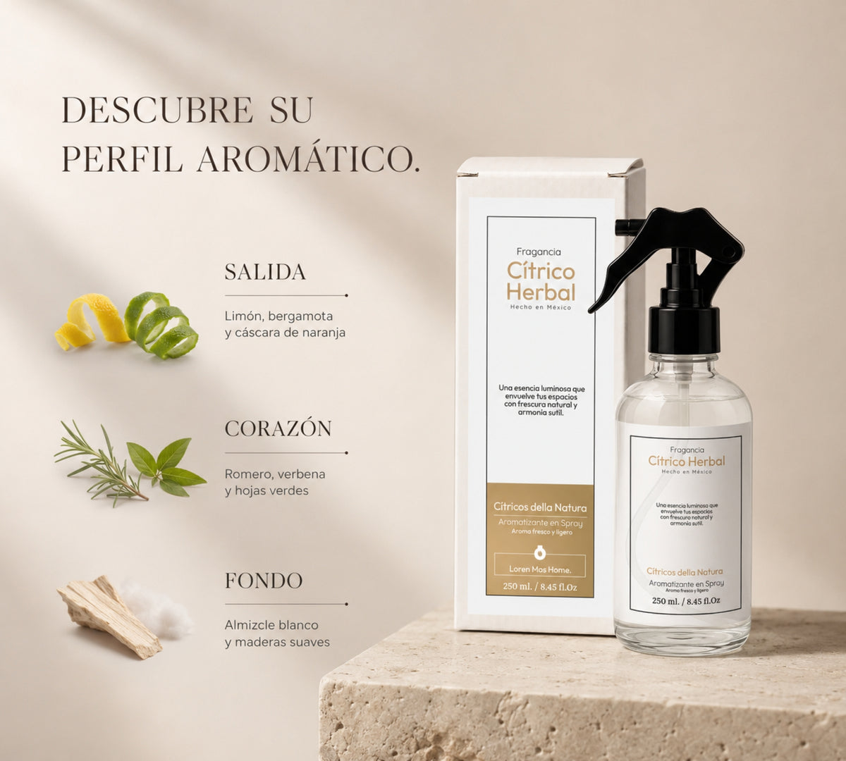 Aromatizante de Hogar en Spray: Cítrico Herbal Cítricos Della Natura 250ml.