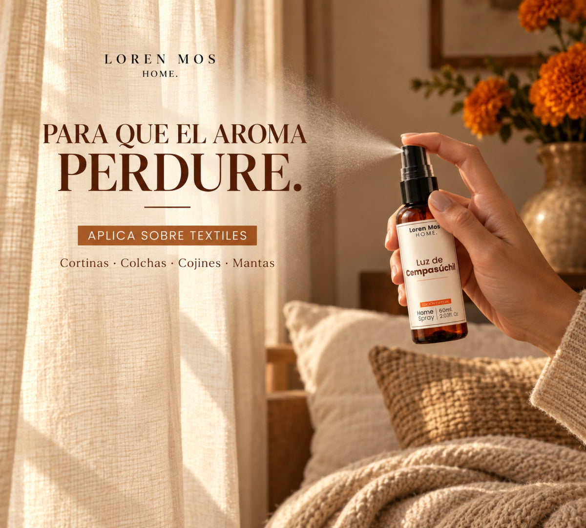 Aromatizante para Casa Luz de Cempasúchil 60 ml Edición Especial Floral | Loren Mos Home