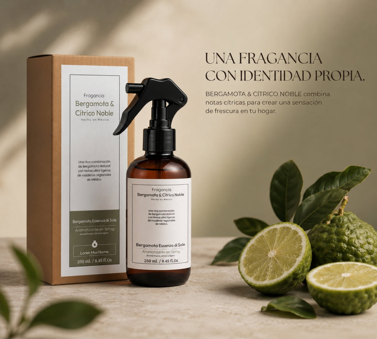 Aromatizante de Hogar en Spray: Bergamota Essenza di Sole 250ml.