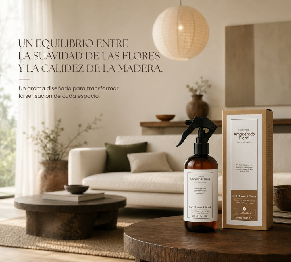 Aromatizante de Hogar en Spray: Amaderado Floral Soft Flowers & Wood 250ml.