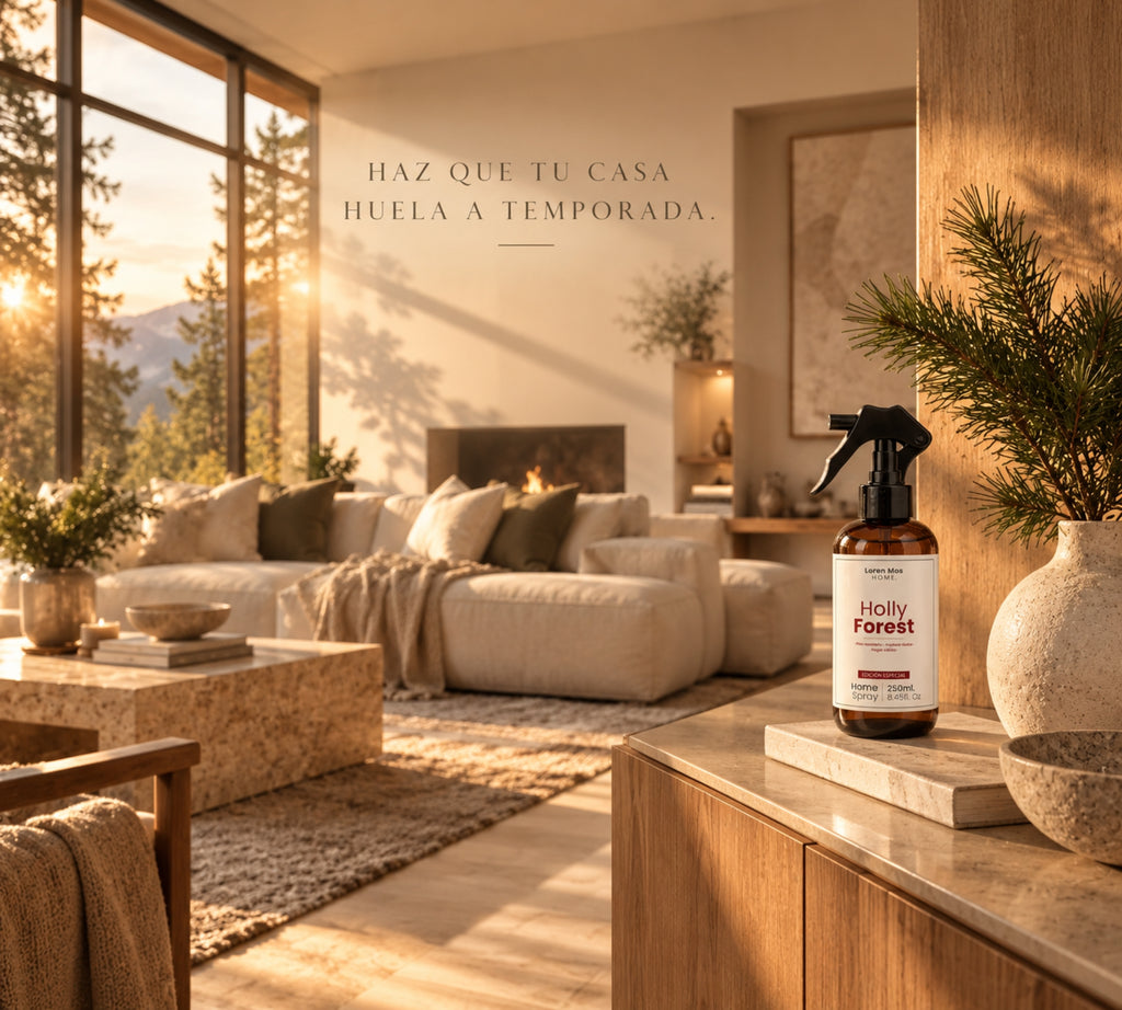 Loren Mos Home Holly Forest 250 ml, Aromatizante para Hogar en Spray, Aroma a Pino Navideño y Madera Dulce, Un Bosque Cálido en Casa, Edición Especial