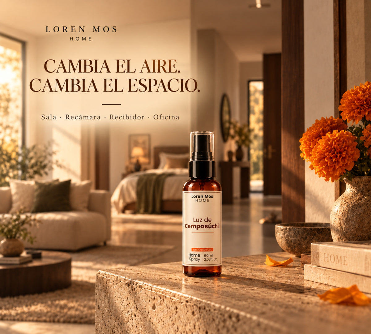 Aromatizante para Casa Luz de Cempasúchil 60 ml Edición Especial Floral | Loren Mos Home