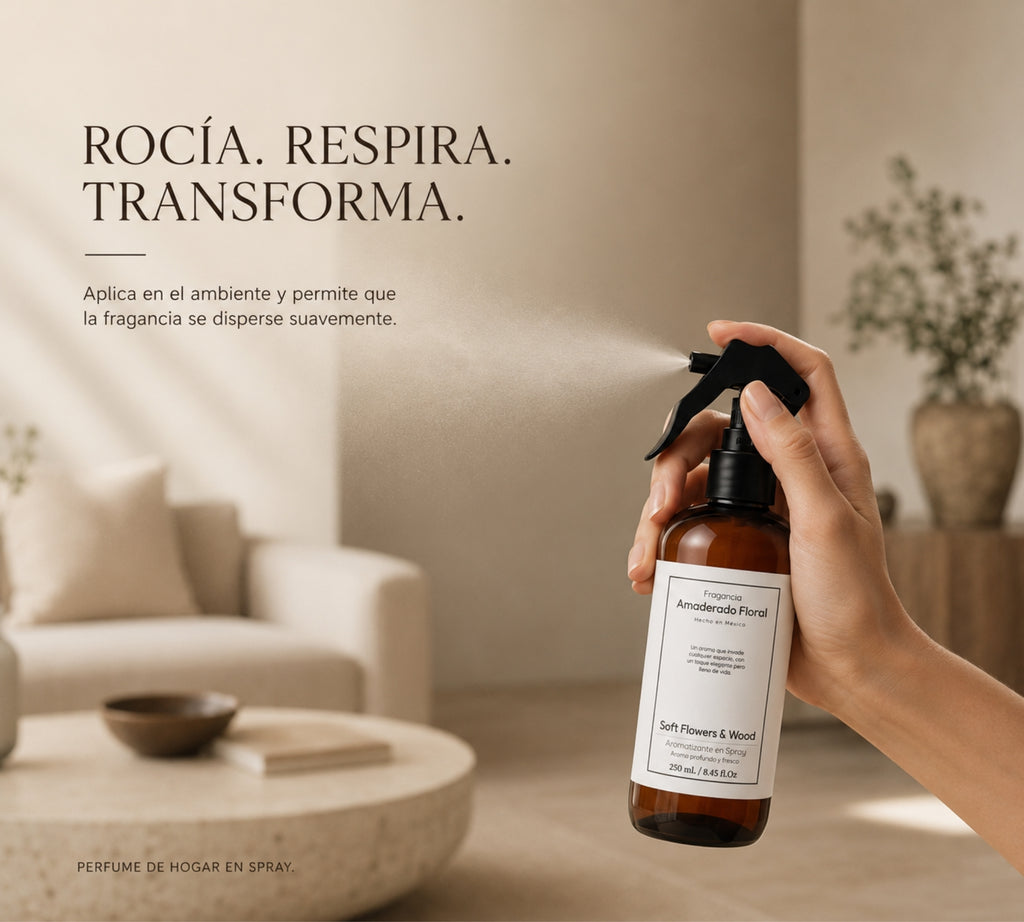 Aromatizante de Hogar en Spray: Amaderado Floral Soft Flowers & Wood 250ml.