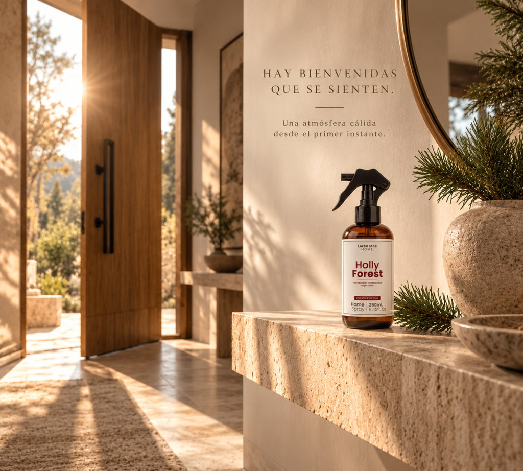 Loren Mos Home Holly Forest 250 ml, Aromatizante para Hogar en Spray, Aroma a Pino Navideño y Madera Dulce, Un Bosque Cálido en Casa, Edición Especial