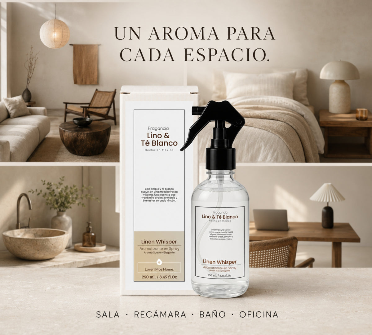 Aromatizante de Hogar en Spray: Lino & Té Blanco