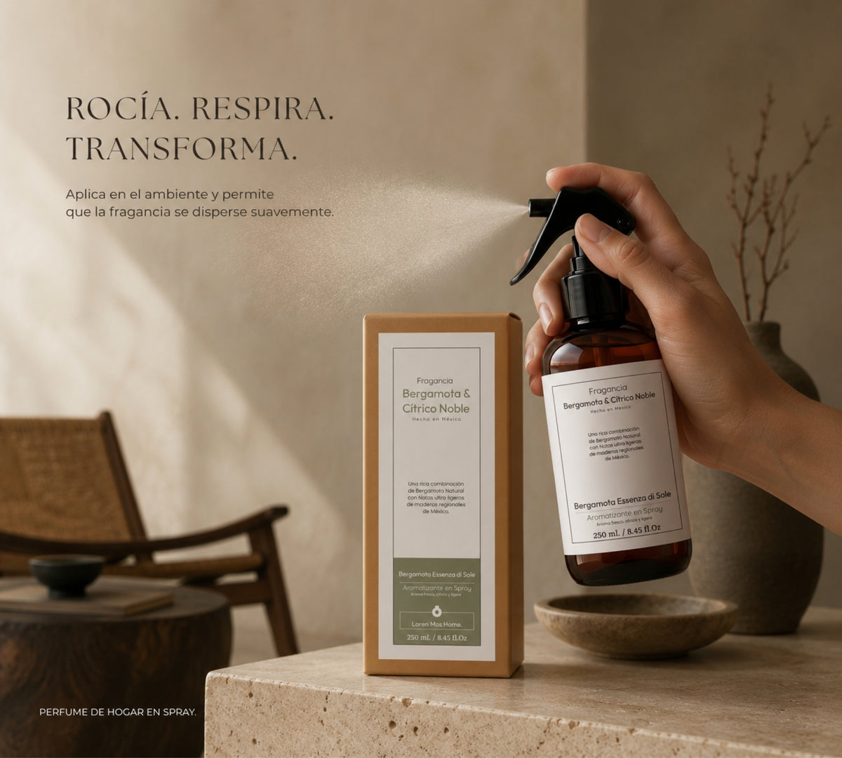 Aromatizante de Hogar en Spray: Bergamota Essenza di Sole 250ml.