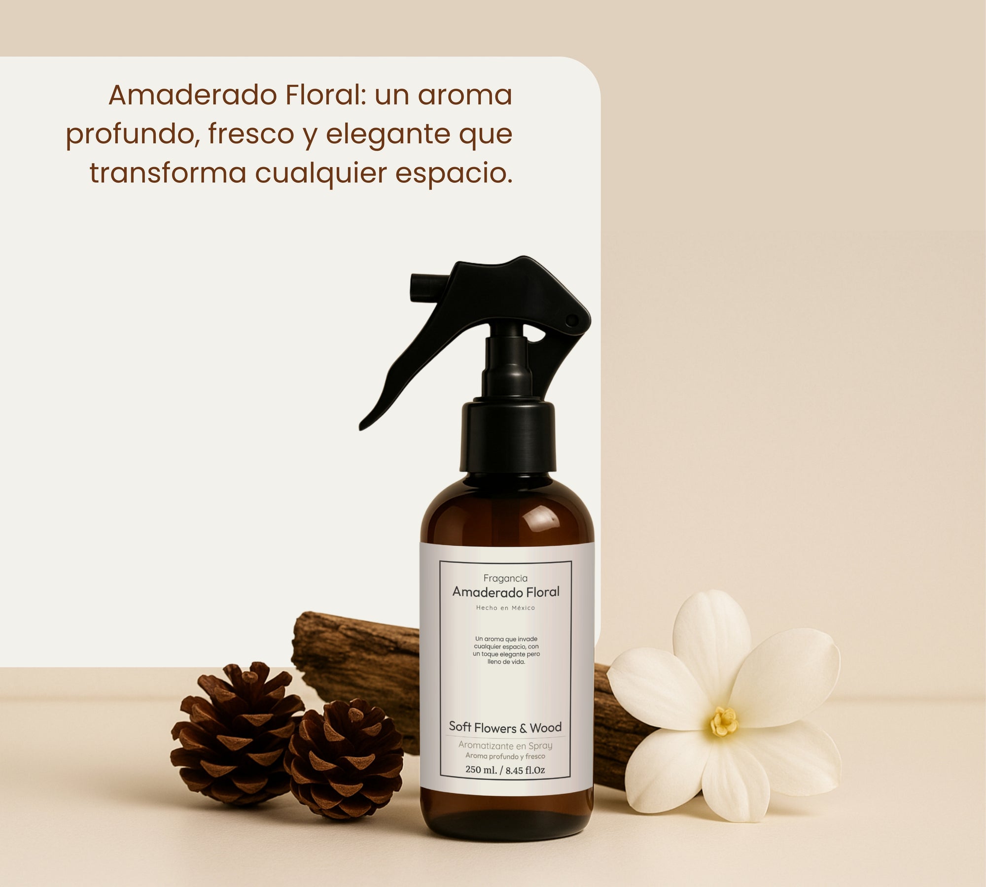Aromatizante de Hogar en Spray: Amaderado Floral Soft Flowers & Wood 250ml.
